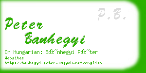 peter banhegyi business card